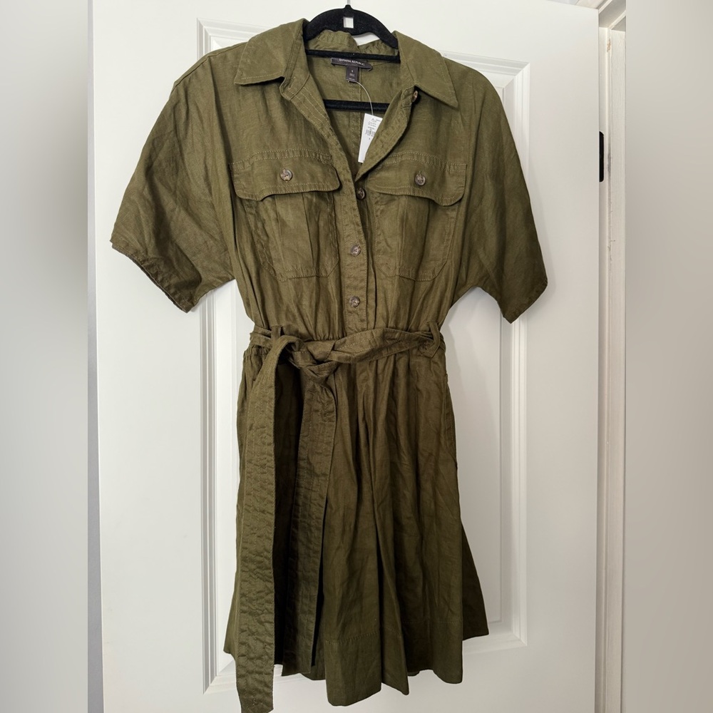 Banana Republic Olive Utility Midi Dress